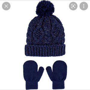 Pom Cable Hat Glove Set